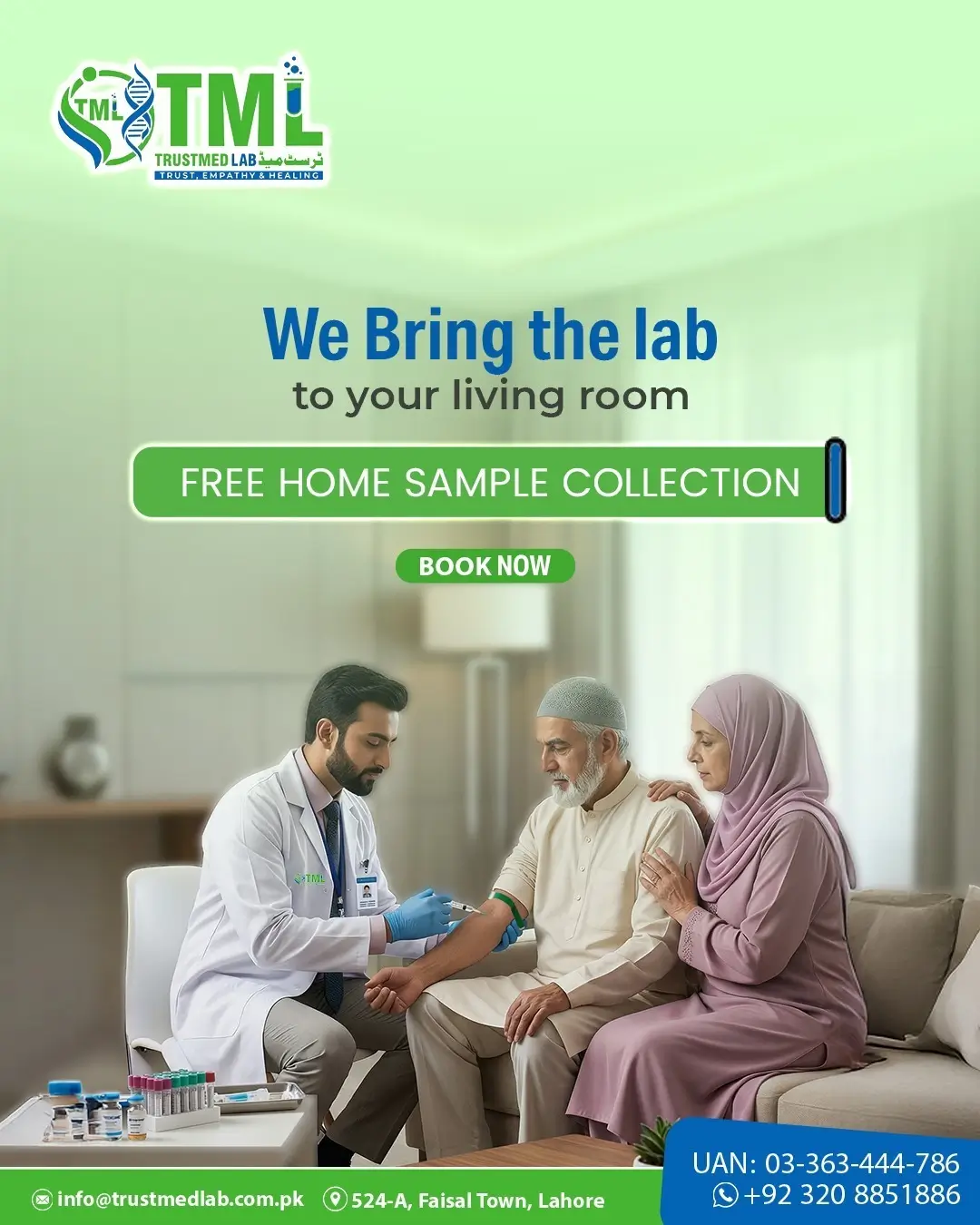 Free Home Sample Collection For Lab Test Offer - Trust Medical Lab Faisal Town Lahore